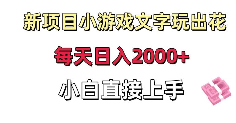 新项目小游戏文字玩出花日入2000+，每天只需一小时，小白直接上手【揭秘】-小艾网创
