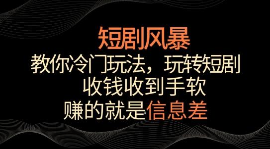 短剧风暴，教你冷门玩法，玩转短剧，收钱收到手软【揭秘】-小艾网创