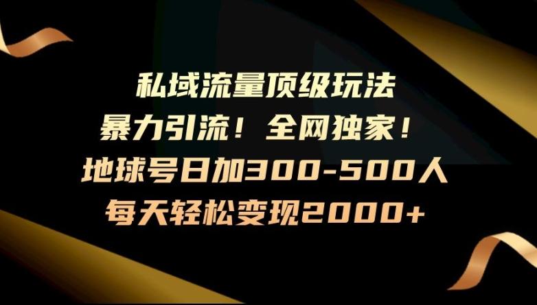 暴力引流，全网独家，地球号日加300-500人，私域流量顶级玩法，每天轻松变现2000+-小艾网创