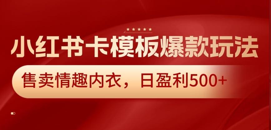 小红书卡模板爆款玩法，售卖情趣内衣，日盈利500+【揭秘】-小艾网创