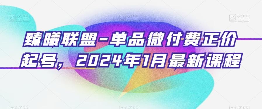臻曦联盟-单品微付费正价起号，2024年1月最新课程-小艾网创