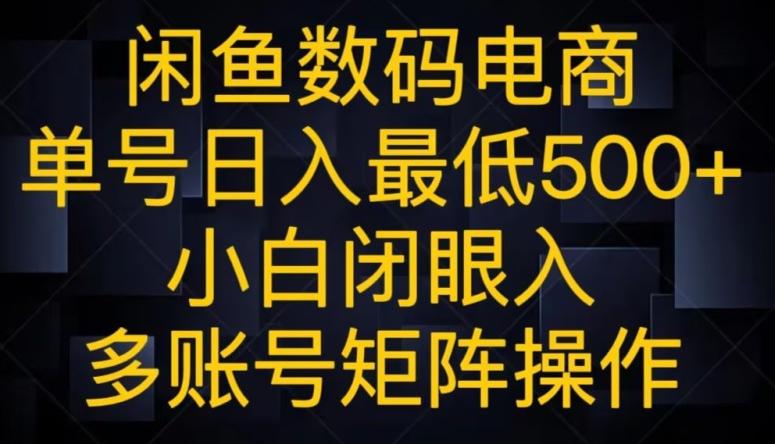 闲鱼数码电商，单号日入最低500+，小白闭眼入，多账号矩阵操作-小艾网创