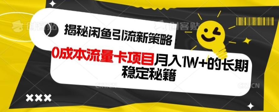 揭秘闲鱼引流新策略：0成本流量卡项目，月入1W+的长期稳定秘籍-小艾网创