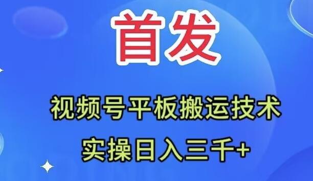 全网首发：视频号平板搬运技术，实操日入三千＋-小艾网创