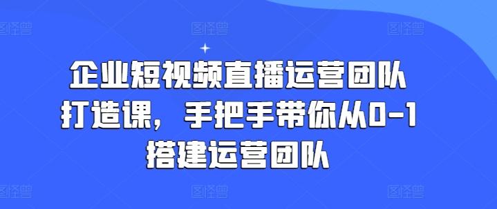 企业短视频直播运营团队打造课，手把手带你从0-1搭建运营团队-小艾网创
