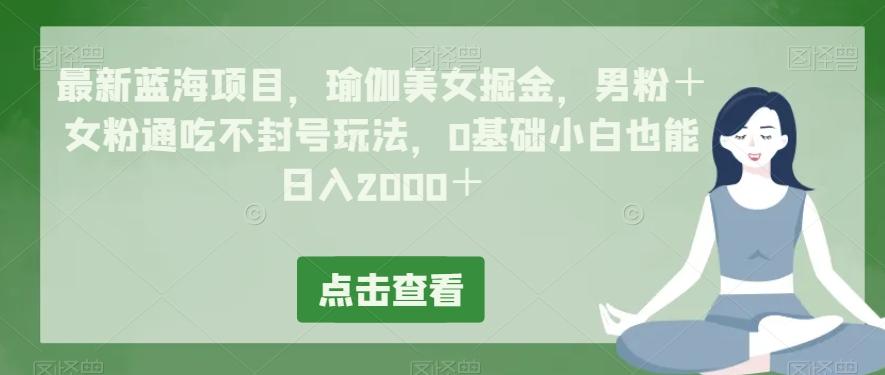 最新蓝海项目，瑜伽美女掘金，男粉＋女粉通吃不封号玩法，0基础小白也能日入2000＋-小艾网创