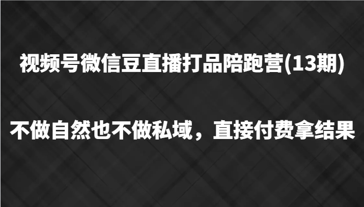 视频号微信豆直播打品陪跑(13期)，不做不自然流不做私域，直接付费拿结果-小艾网创