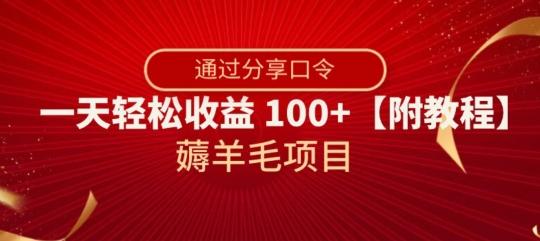 薅羊毛项目，靠分享口令，一天轻松收益100+【附教程】【揭秘】-小艾网创