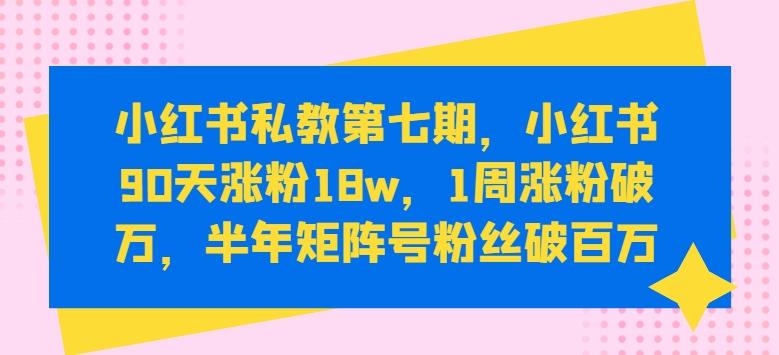 小红书私教第七期，小红书90天涨粉18w，1周涨粉破万，半年矩阵号粉丝破百万-小艾网创
