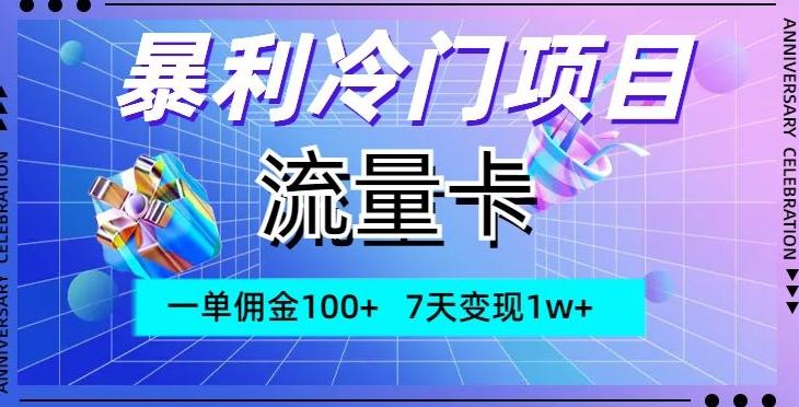 暴利冷门项目，流量卡，一单佣金100+，7天变现1w+-小艾网创