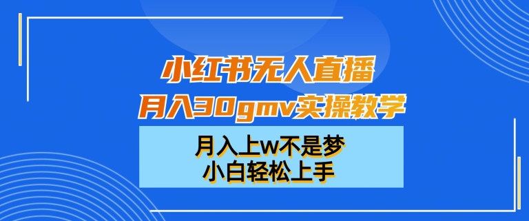 小红书无人直播月入30gmv实操教学，月入上w不是梦，小白轻松上手【揭秘】-小艾网创