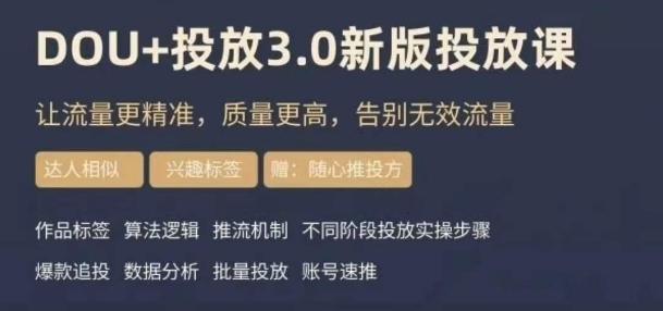 dou+豆荚投放实操课3.0新版，让流量更精准，质量更高，告别无效流量-小艾网创