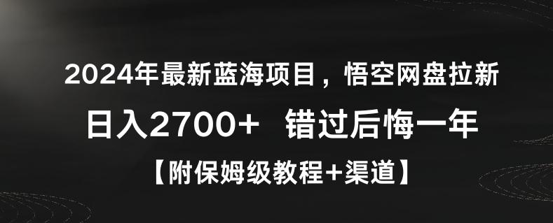 2024年最新蓝海项目，悟空网盘拉新，日入2700+错过后悔一年【附保姆级教程+渠道】【揭秘】-小艾网创