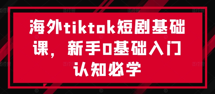海外tiktok短剧基础课，新手0基础入门认知必学-小艾网创