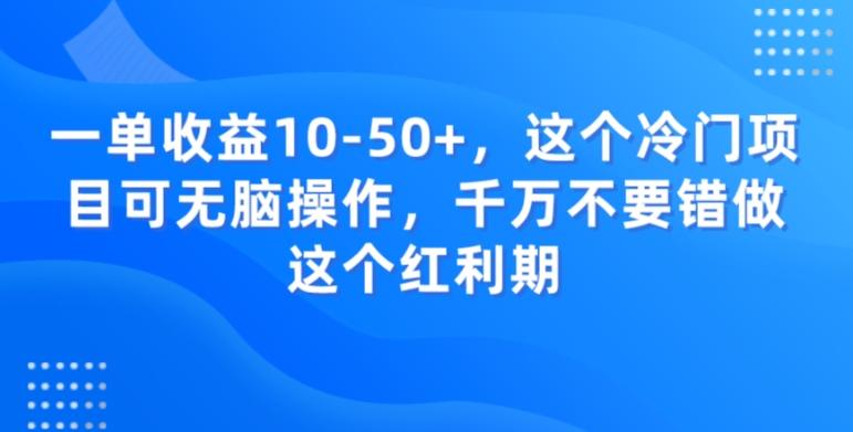 一单收益10-50+，这个冷门项目可无脑操作，千万不要错做这个红利期-小艾网创