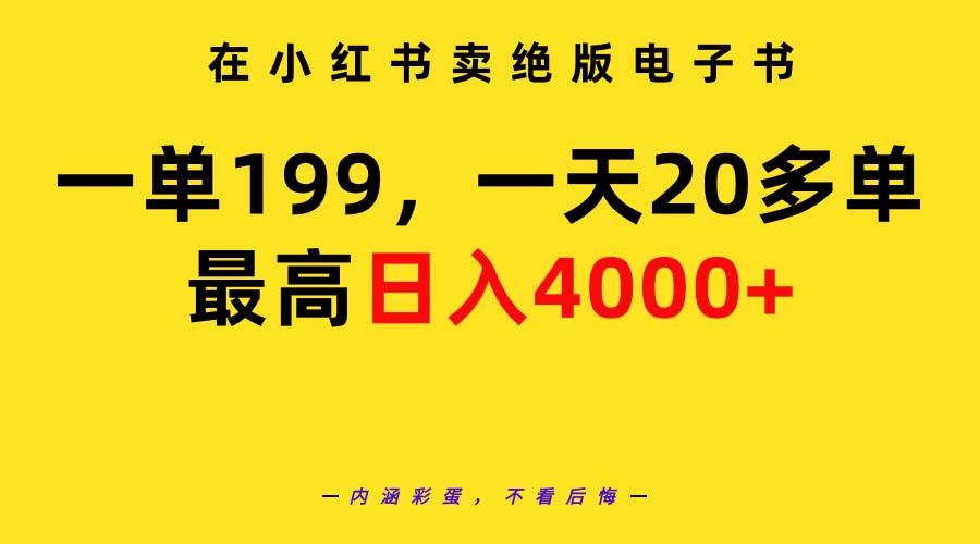 (9401期)在小红书卖绝版电子书，一单199 一天最多搞20多单，最高日入4000+教程+资料-小艾网创