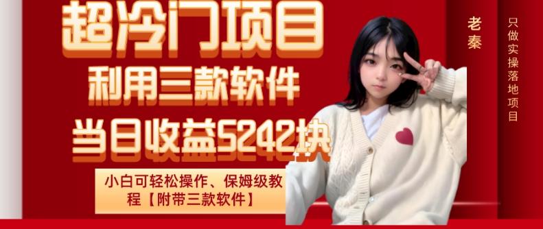 超冷门项目、利用三款软件、当日收益5242块、小白可轻松操作、保姆级教程【附带三款软件】-小艾网创