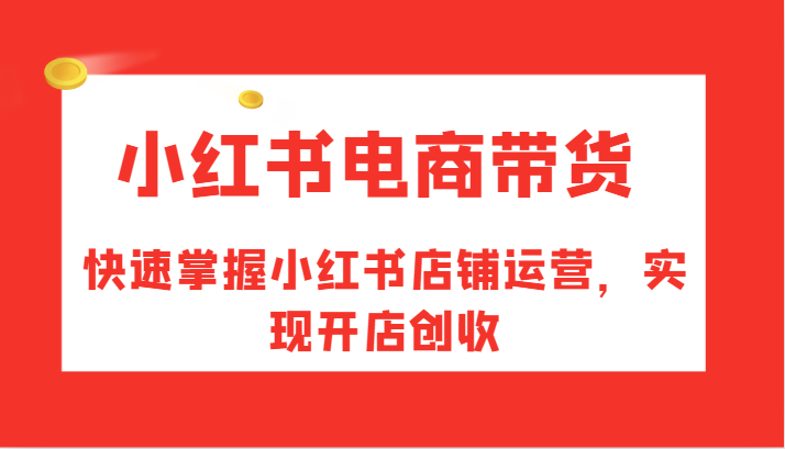 小红书电商带货，快速掌握小红书店铺运营，实现开店创收-小艾网创