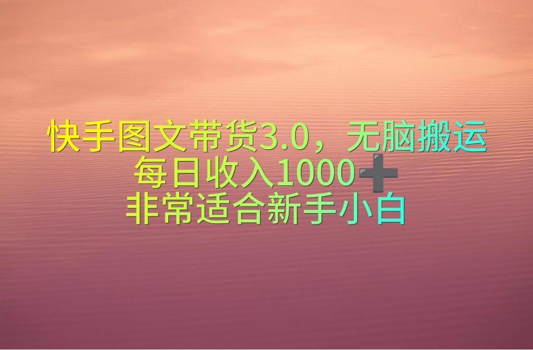 快手图文带货3.0，无脑搬运，每日收入1000＋，非常适合新手小白-小艾网创