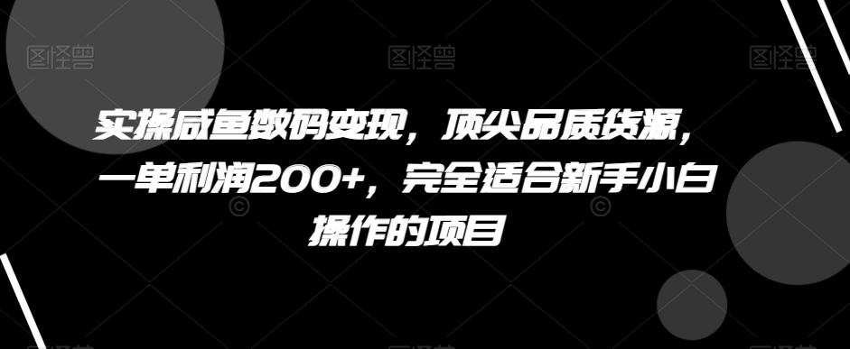 实操咸鱼数码变现，顶尖品质货源，一单利润200+，完全适合新手小白操作的项目【揭秘】-小艾网创