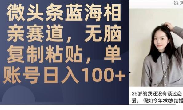 微头条蓝海相亲赛道，无脑复制粘贴，单账号日入100+-小艾网创