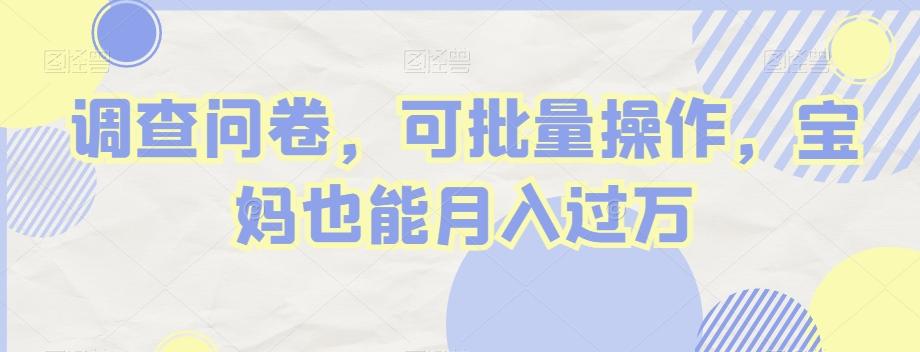 调查问卷，可批量操作，宝妈也能月入过万-小艾网创