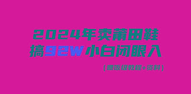 (9329期)2024年卖莆田鞋，搞了92W，小白闭眼操作！-小艾网创