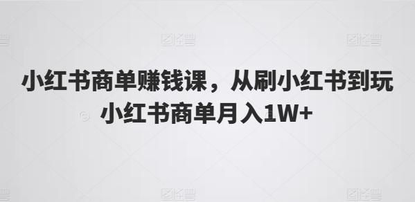 小红书商单赚钱课,从刷小红书到玩小红书商单月入1W+