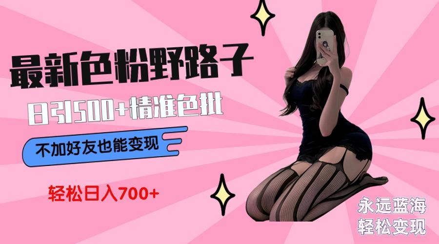 最新色粉变现野路子，日引500+老色批 可不加好友直接变现 小白轻松日入700+-小艾网创