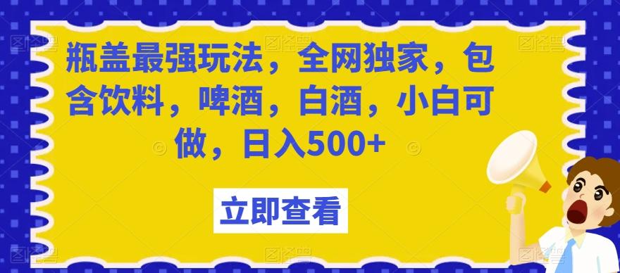 瓶盖最强玩法，全网独家，包含饮料，啤酒，白酒，小白可做，日入500+【揭秘】-小艾网创
