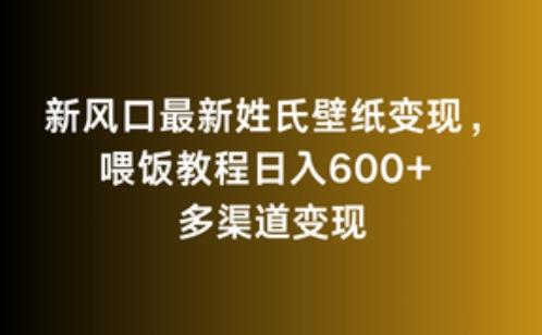 新风口最新姓氏壁纸变现，喂饭教程日入600+【揭秘】-小艾网创