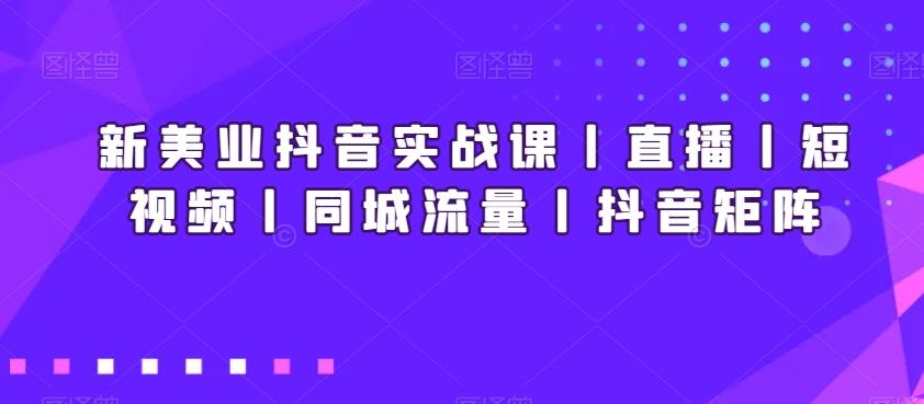 新美业抖音实战课丨直播丨短视频丨同城流量丨抖音矩阵-小艾网创