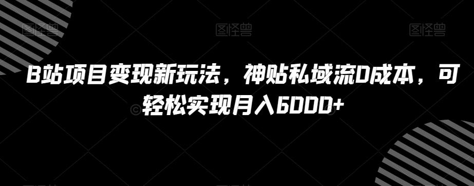 B站项目变现新玩法，神贴私域流0成本，可轻松实现月入6000+【揭秘】-小艾网创