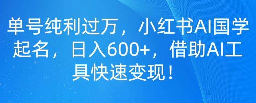 单号纯利过万，小红书AI国学起名，日入600+，借助AI工具快速变现-小艾网创