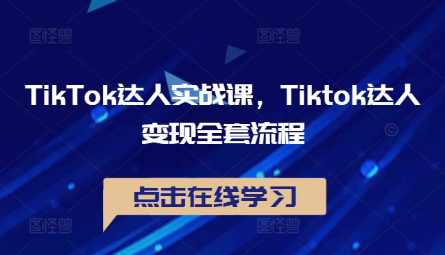 TikTok达人实战课，Tiktok达人变现全套流程-小艾网创
