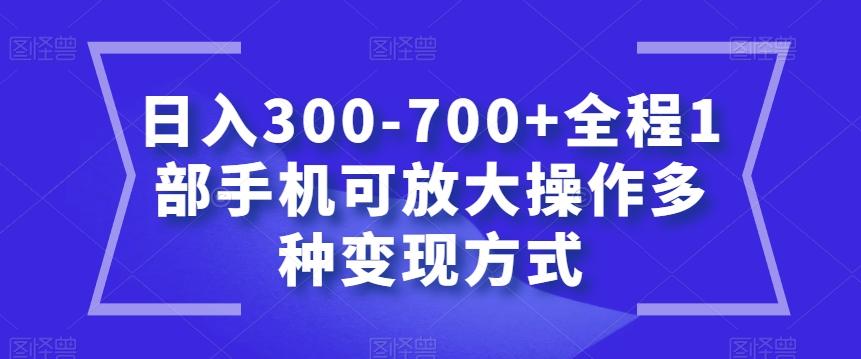 日入300-700+全程1部手机可放大操作多种变现方式【揭秘】-小艾网创
