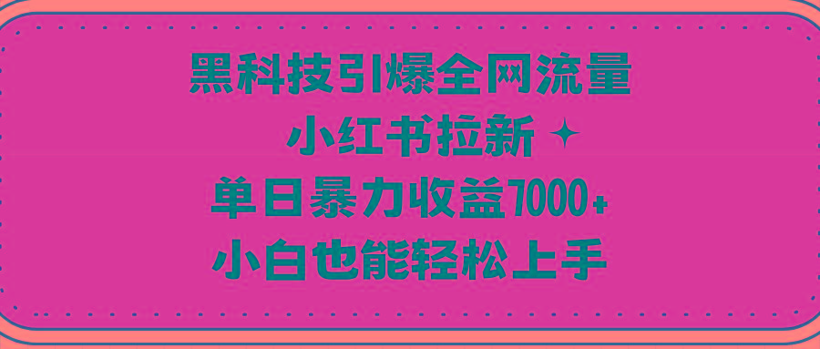 (9679期)黑科技引爆全网流量小红书拉新，单日暴力收益7000+，小白也能轻松上手-小艾网创
