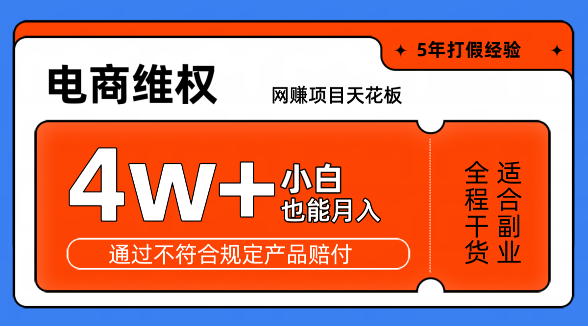 网赚项目天花板电商购物维权月收入稳定4w+独家玩法小白也能上手-小艾网创