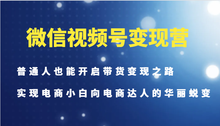微信视频号变现营-普通人也能开启带货变现之路，实现电商小白向电商达人的华丽蜕变-小艾网创