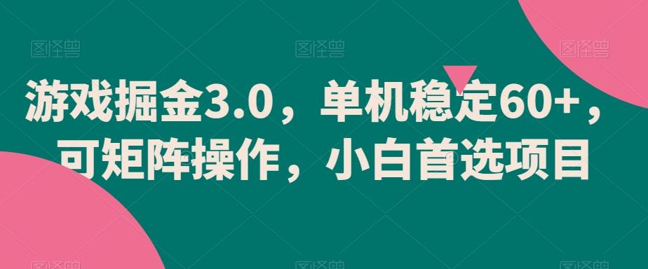 游戏掘金3.0，单机稳定60+，可矩阵操作，小白首选项目【揭秘】-小艾网创