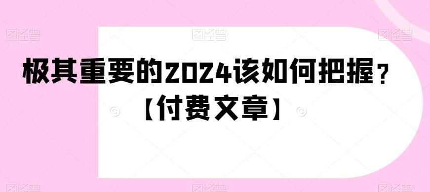 极其重要的2024该如何把握？【付费文章】-小艾网创