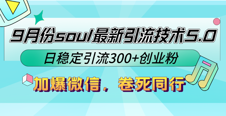 9月份soul最新引流技术5.0，日稳定引流300+创业粉，加爆微信，卷死同行-小艾网创