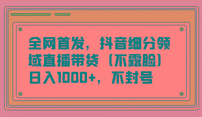 全网首发，抖音细分领域直播带货(不露脸)项目，日入1000+，不封号-小艾网创