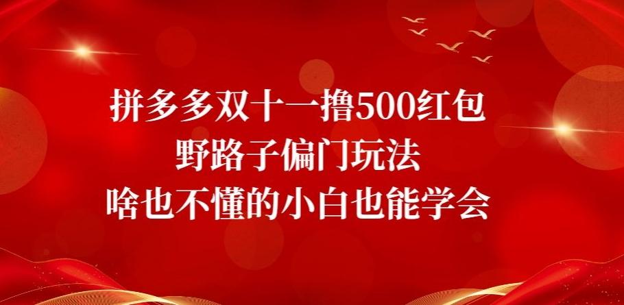 拼多多双十一撸500红包野路子偏门玩法，啥也不懂的小白也能学会【揭秘】-小艾网创